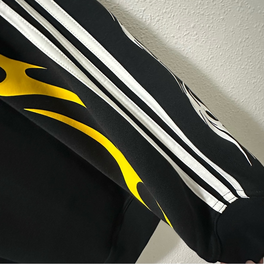 Adidas Black Hoodie with Spider and Flame Graphics, Size Men’s Small - Picture 8 of 8